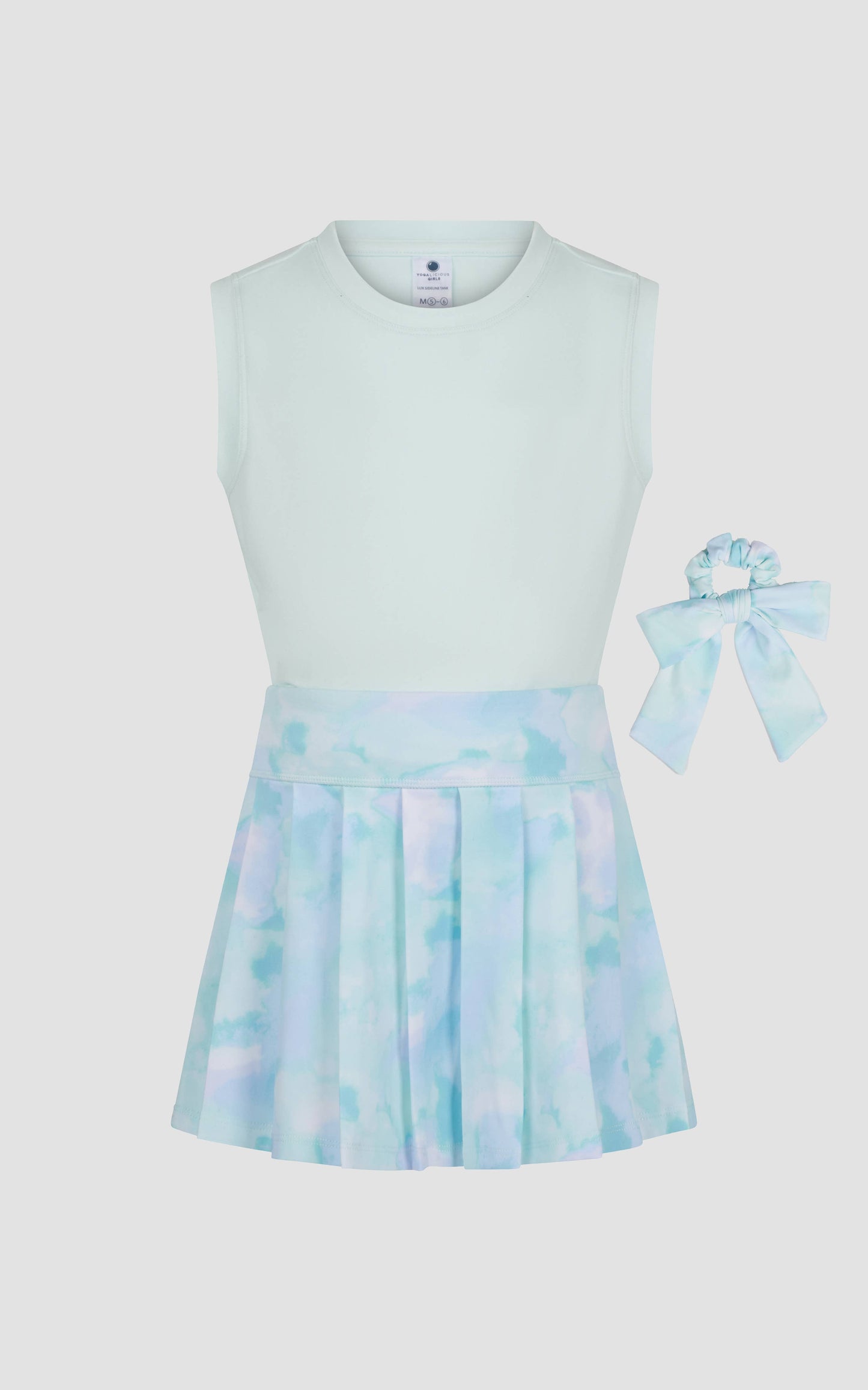 Little Girl Tank Top, Pleated Skort, Scrunchie - 3 PC Set