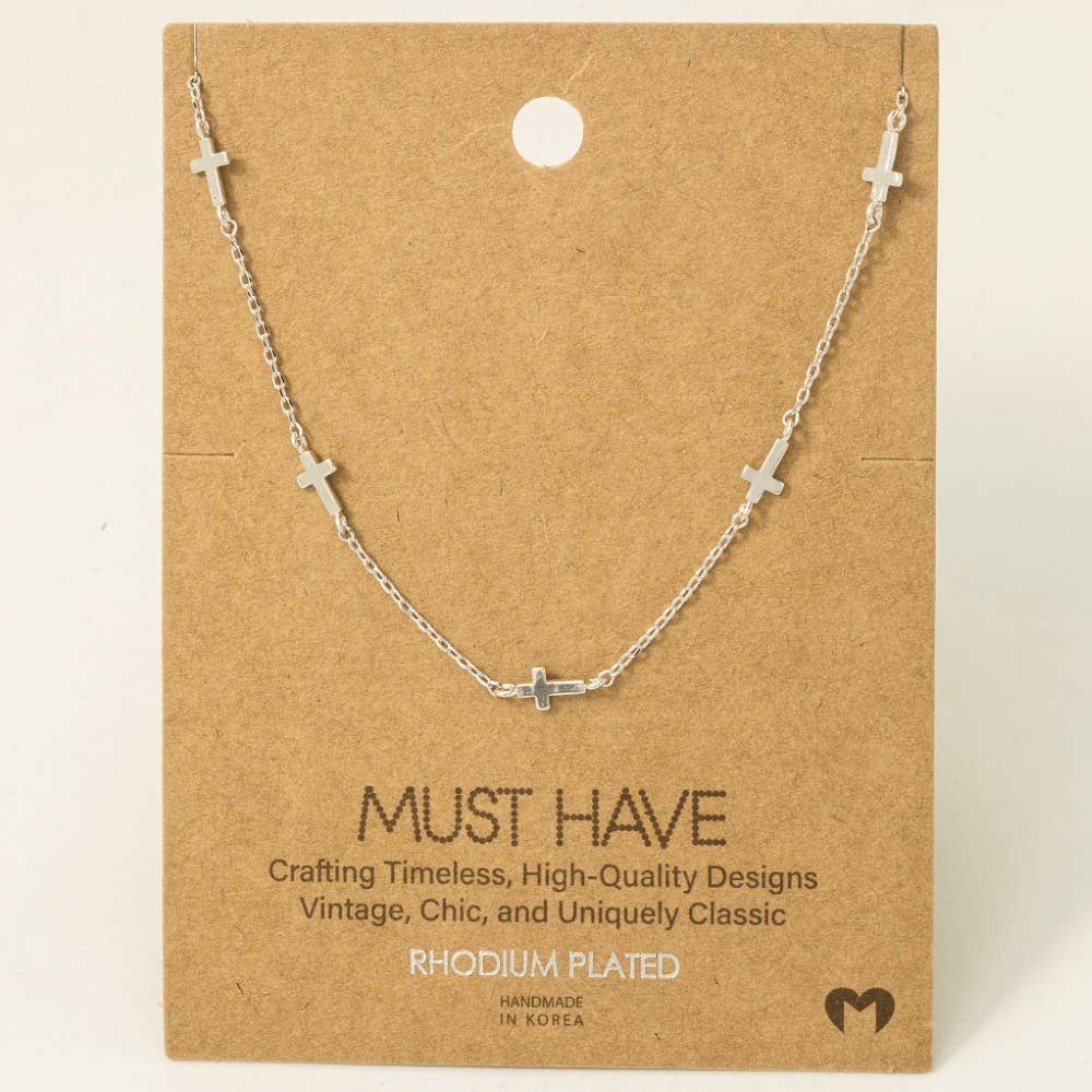 Dainty Cross Station Necklace