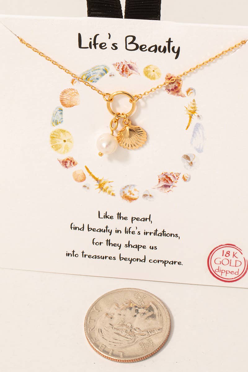 Pearl Seashell Charm Necklace