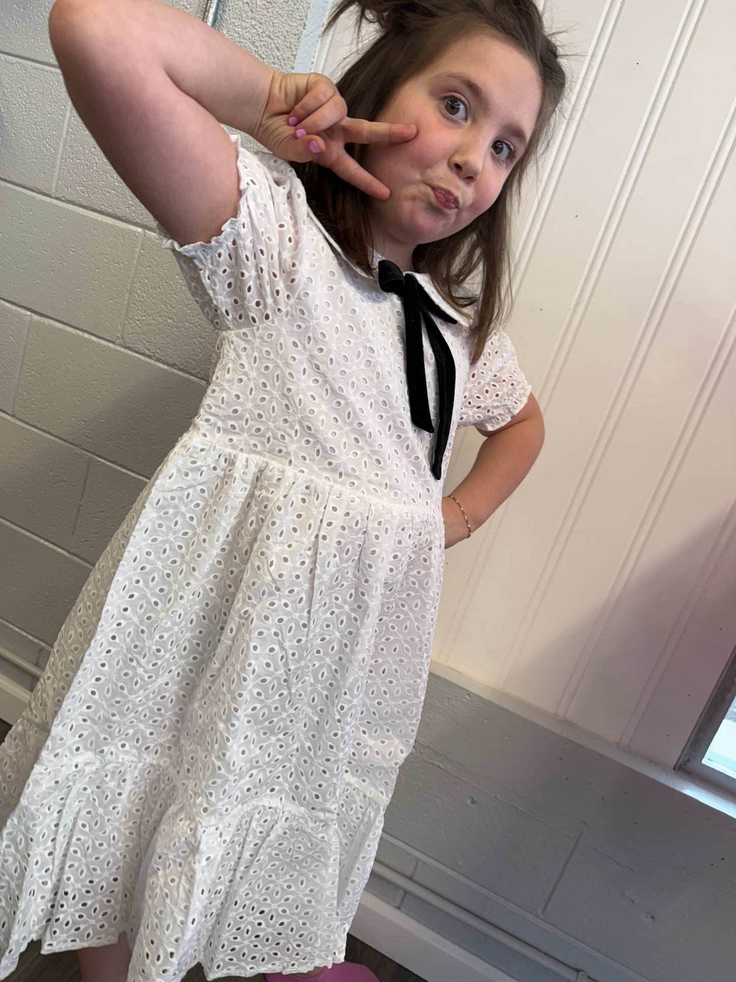 GIRLS DRESS W/ PUFF SLEEVES