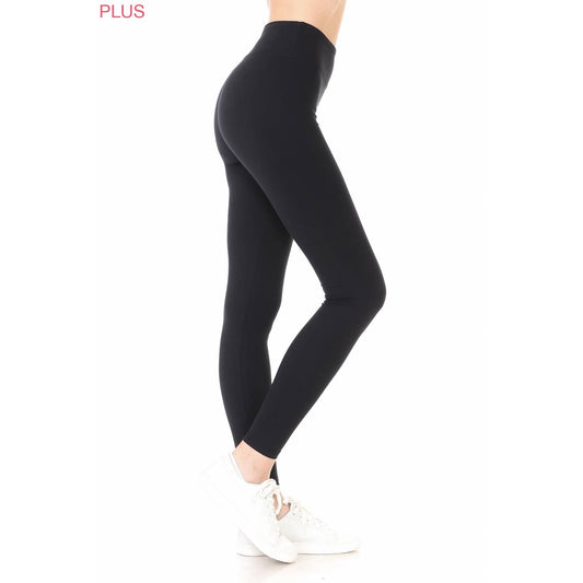3" Yoga Band Solid Leggings- Plus