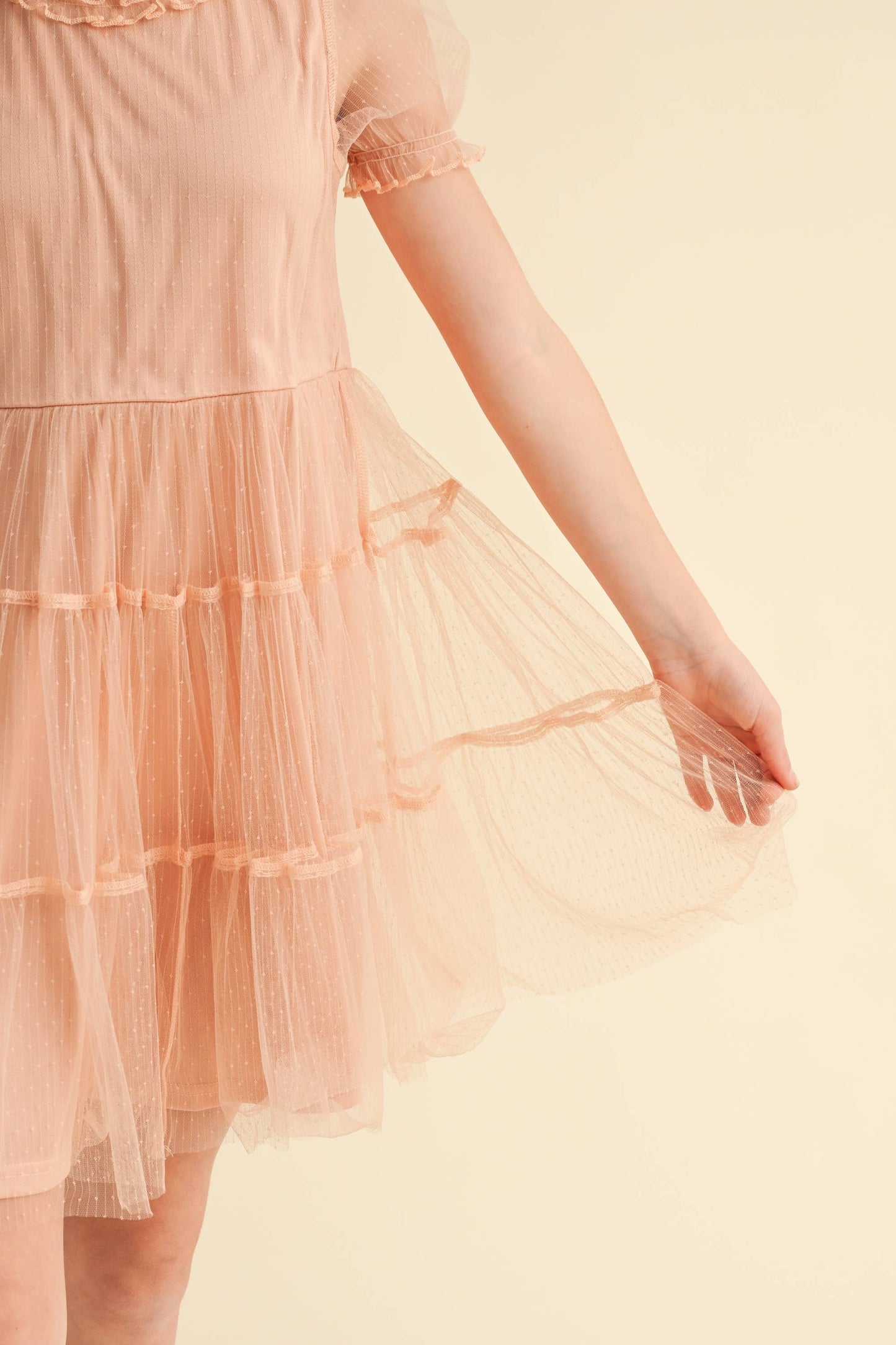 GIRLS PUFF TIERED DRESS