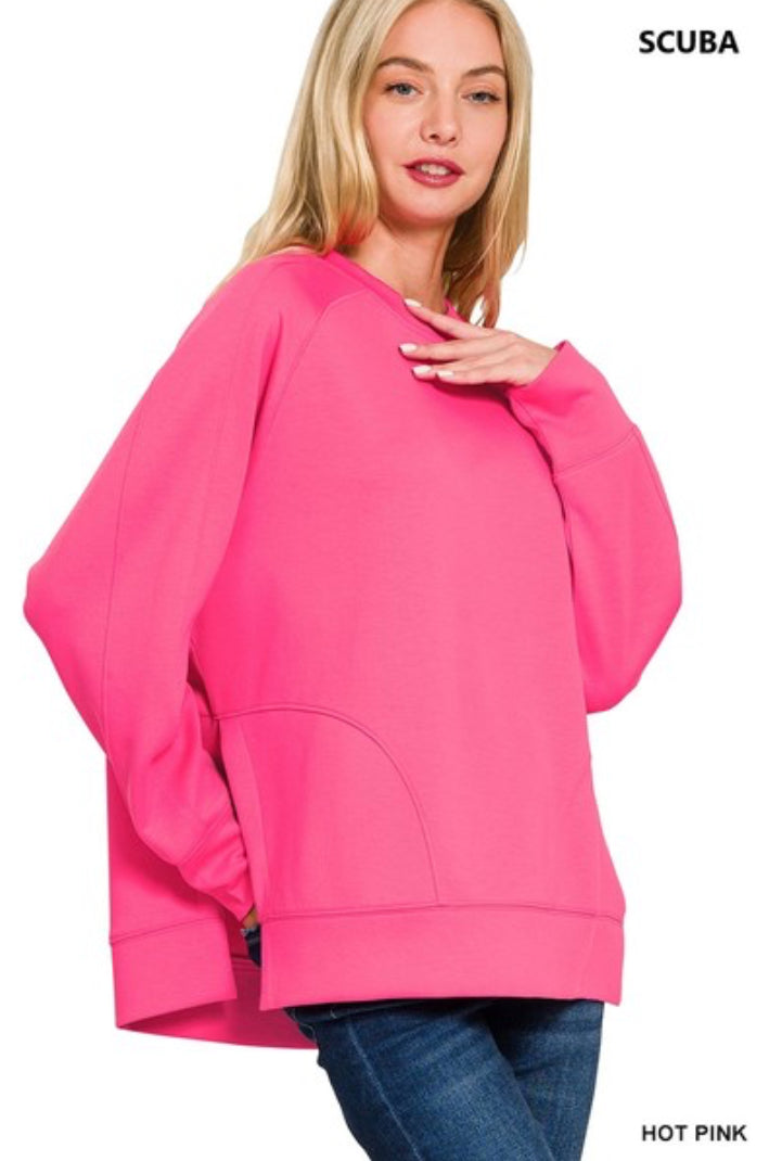 SCUBA ROUND NECK PULLOVER WITH SIDE SLITS