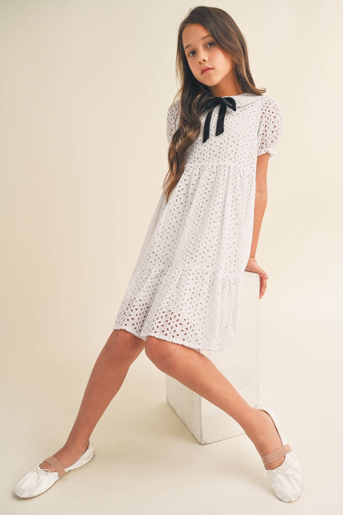 GIRLS DRESS W/ PUFF SLEEVES