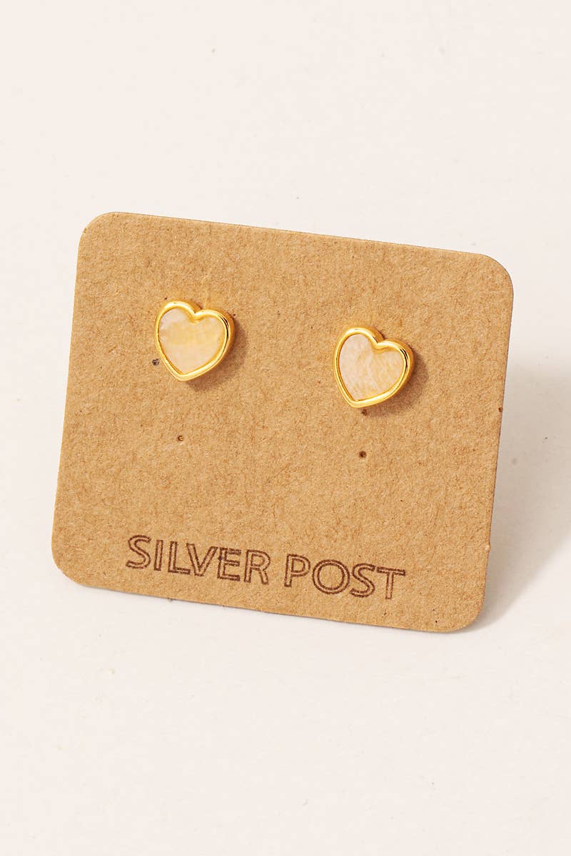 Mini Gemstone Heart Stud Earrings