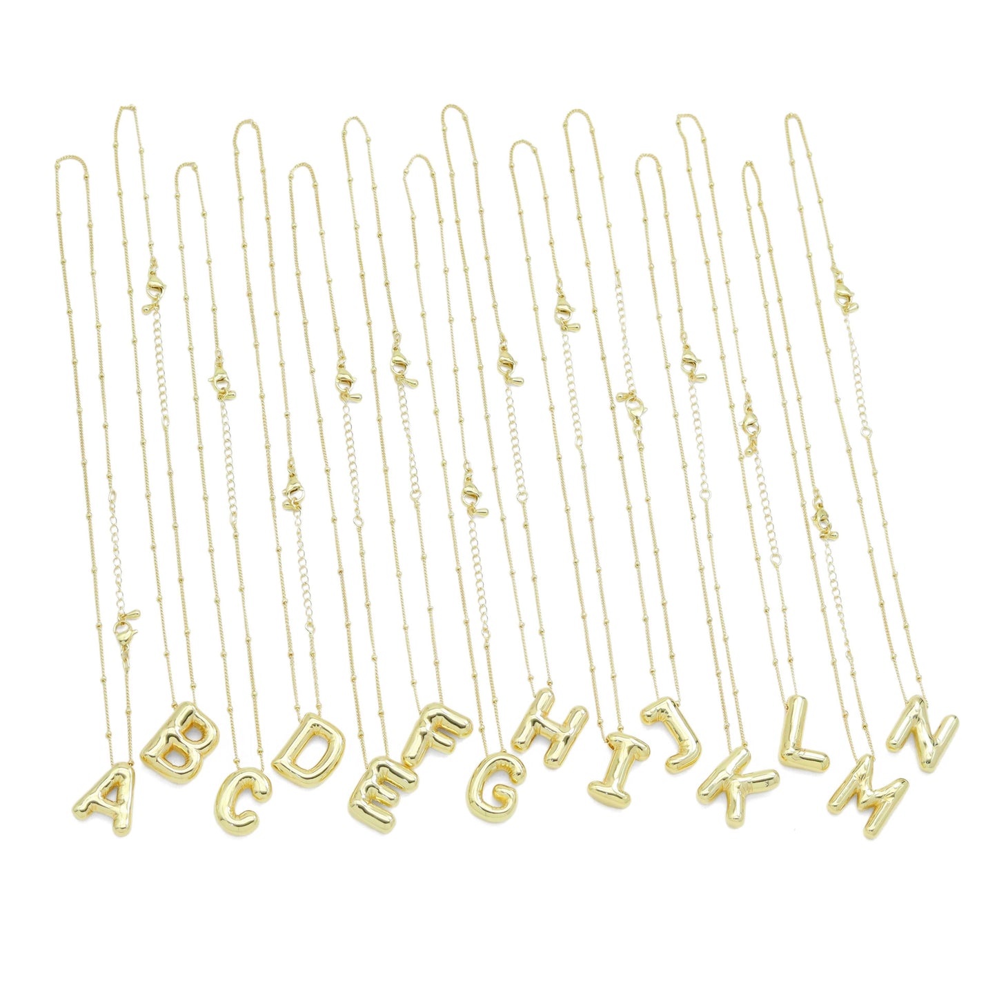 Ballon Bubble Initial Letter Charm Necklace