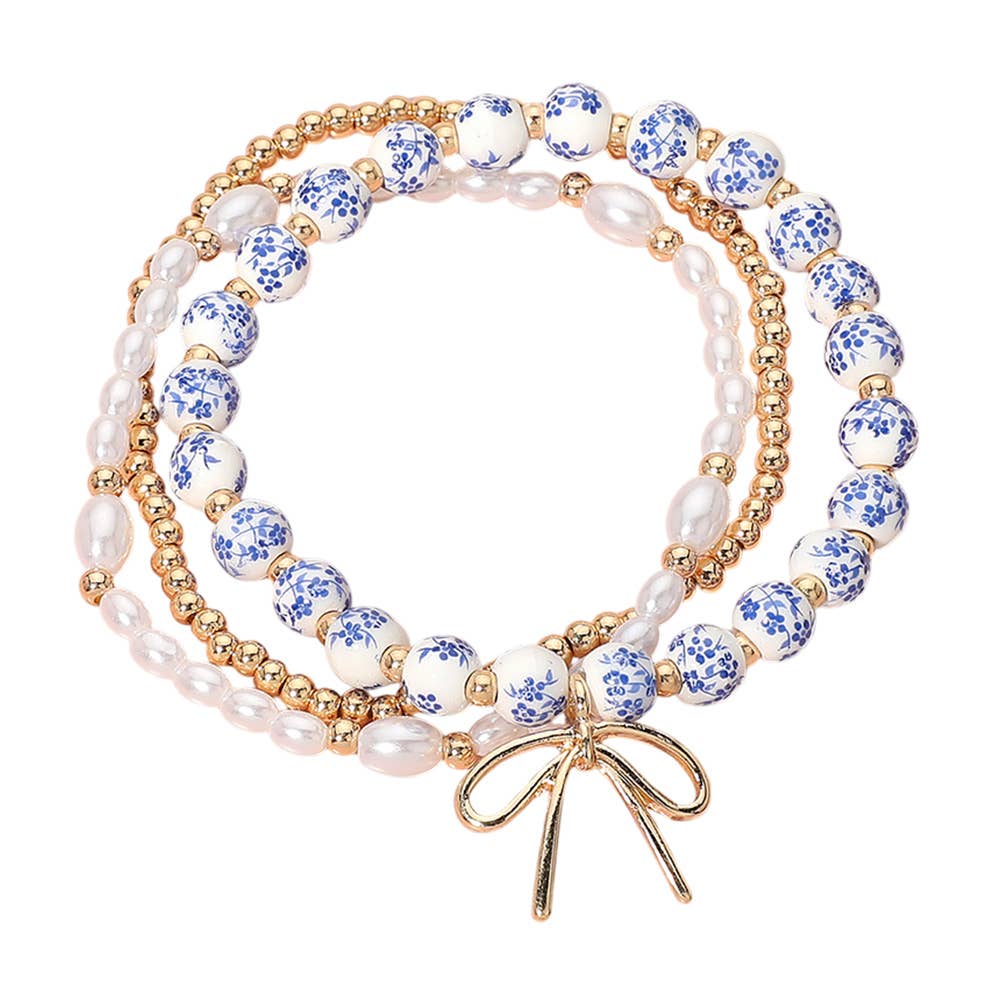Bow Charm Pearl Bracelets