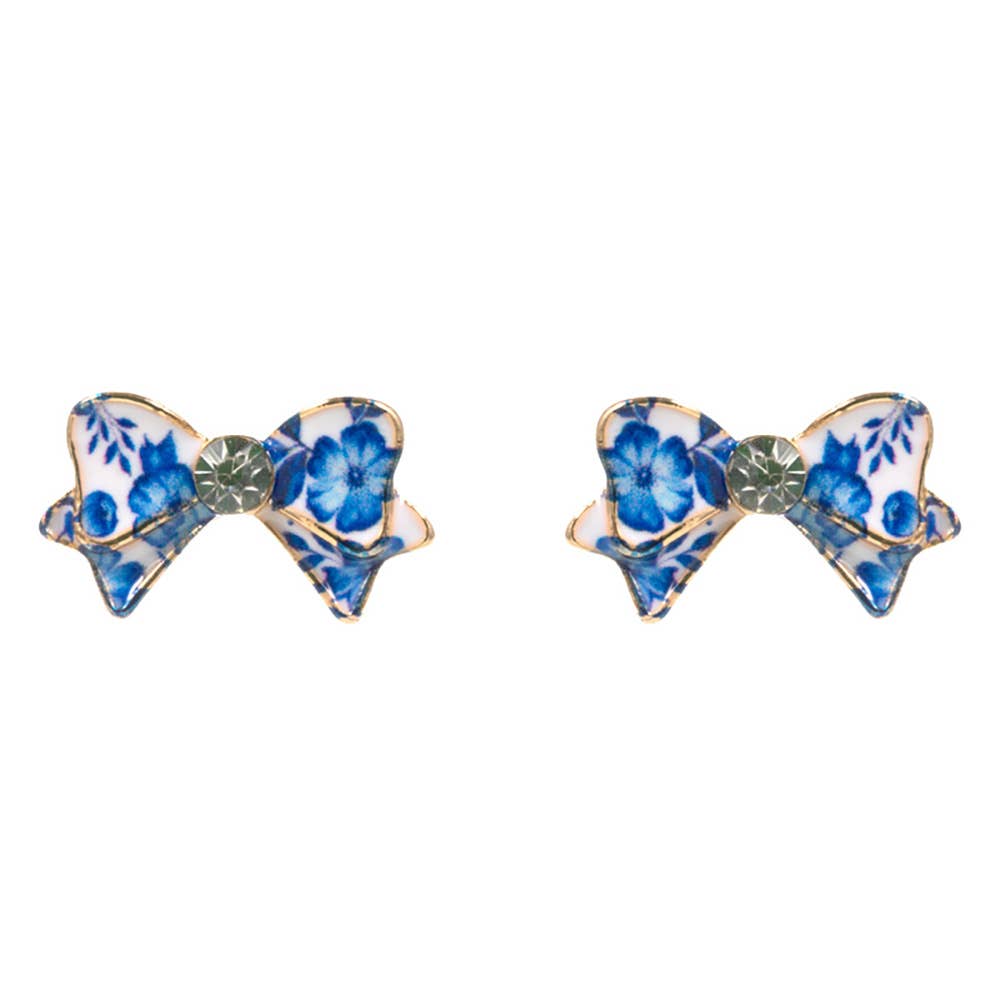 Floral Bow Stud Earrings