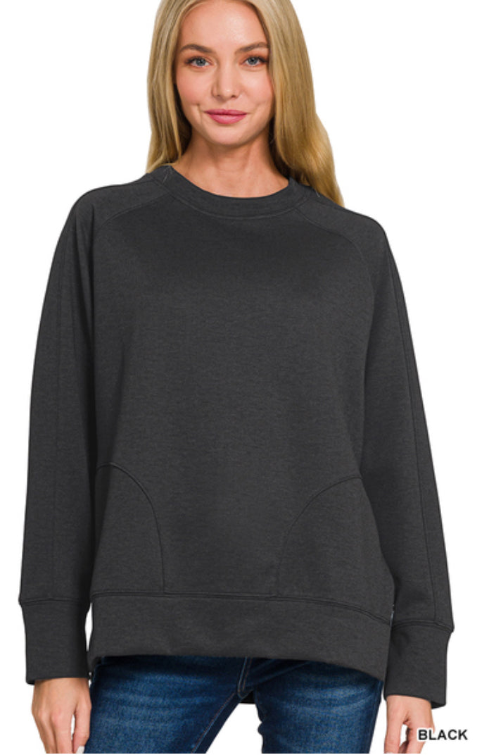 SCUBA ROUND NECK PULLOVER WITH SIDE SLITS