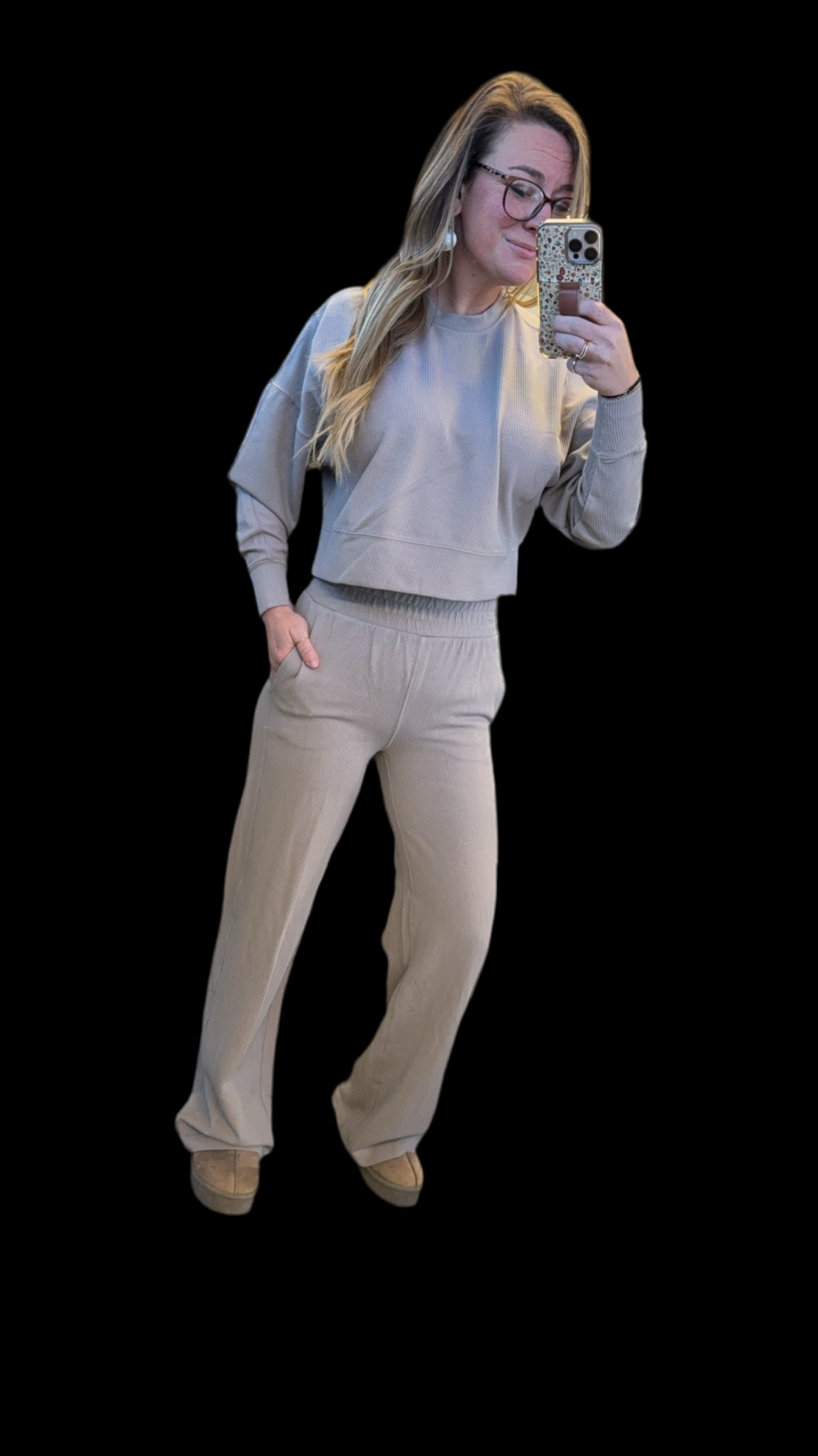 Rib Scuba Pullover and Wide Leg Pant - Women