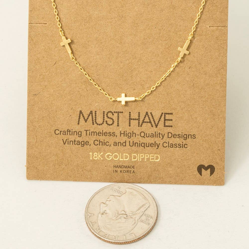 Dainty Cross Station Necklace