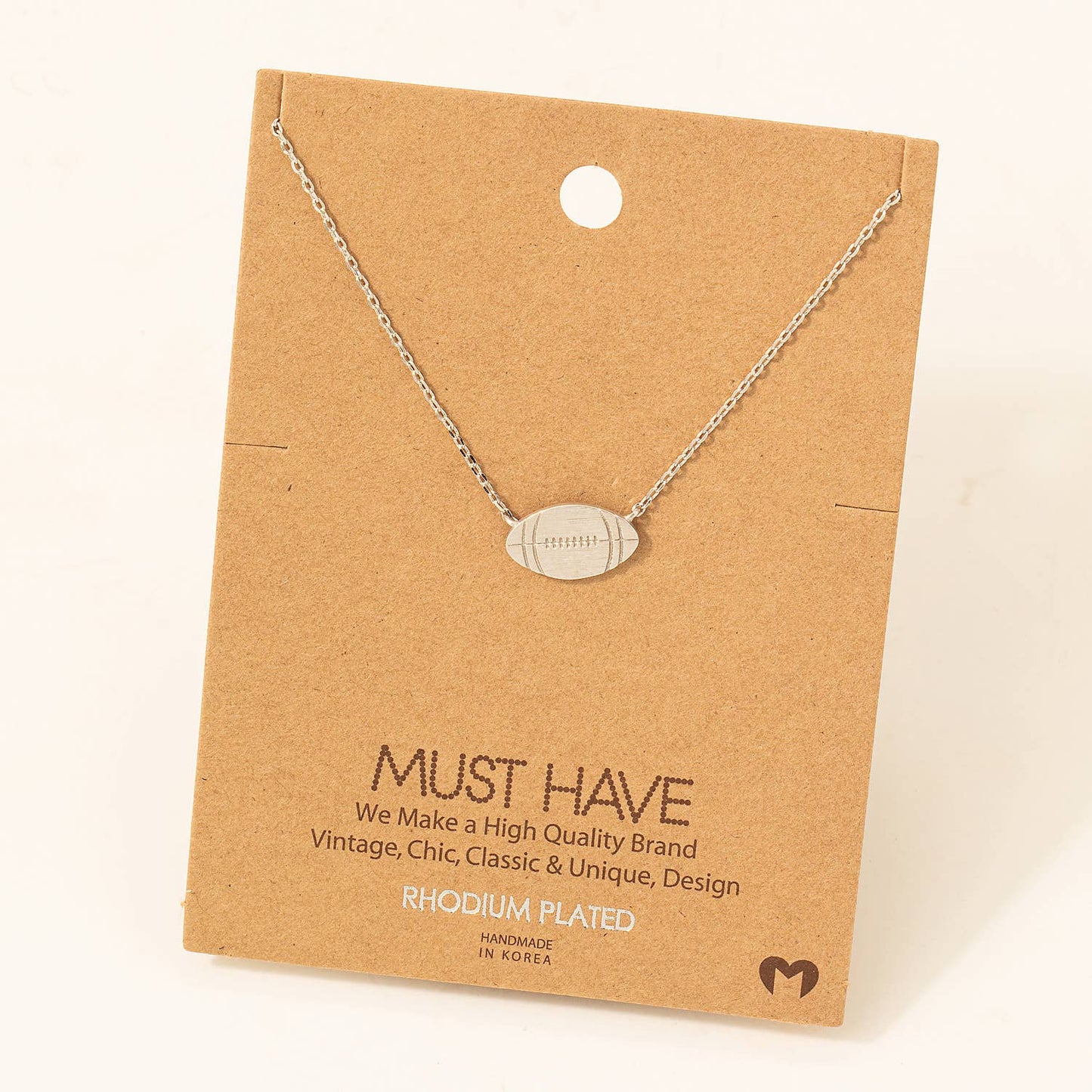 Dainty Football Pendant Necklace
