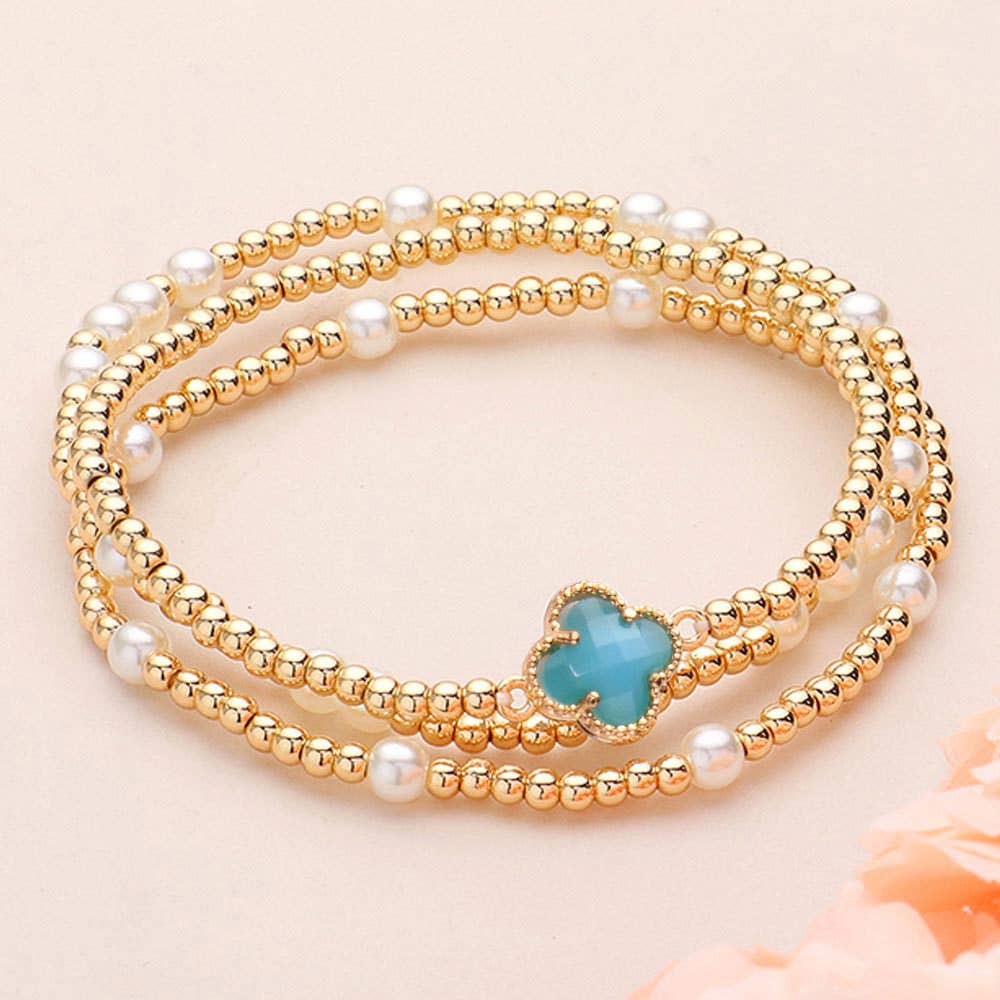 3PCS Pearl Bead Stretch Stacked Bracelets