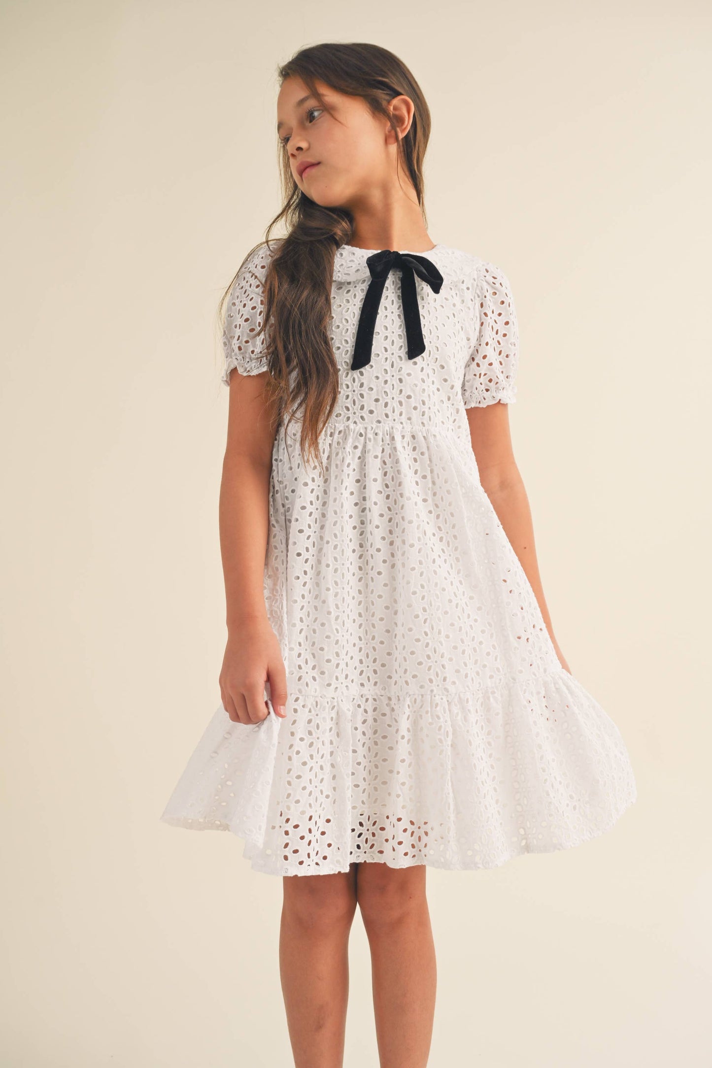 GIRLS DRESS W/ PUFF SLEEVES