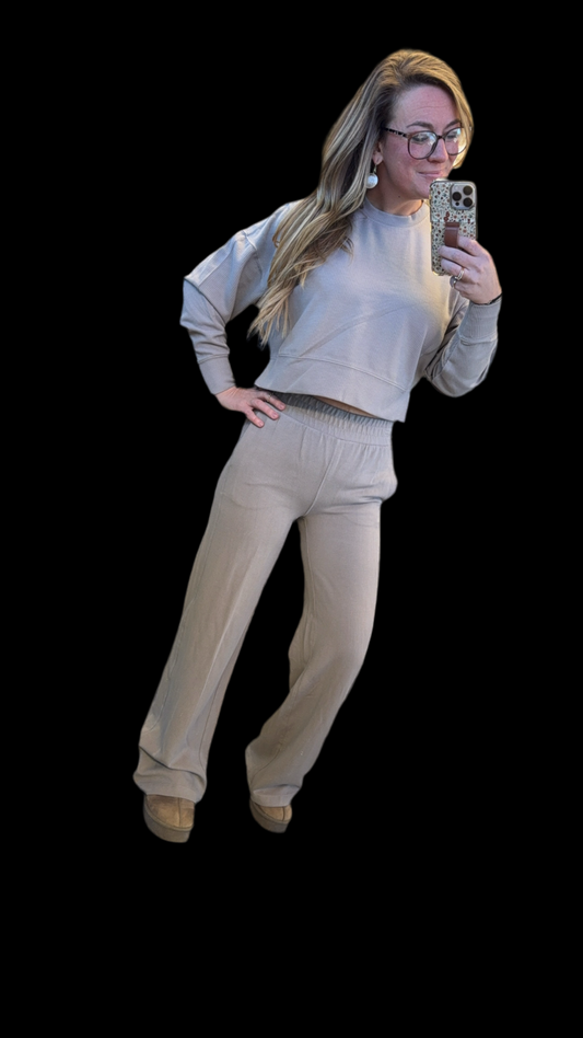 Rib Scuba Pullover and Wide Leg Pant - Women