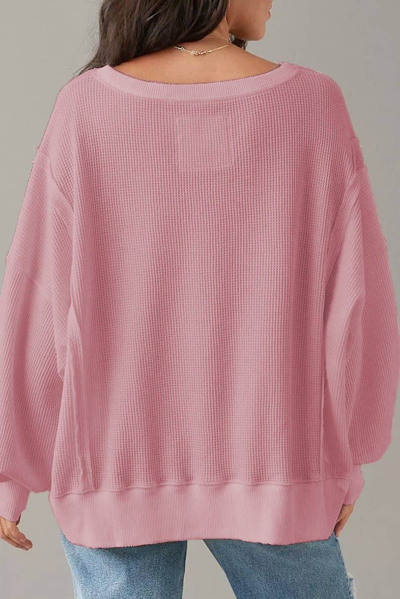 Waffle Long Sleeve Oversized Top