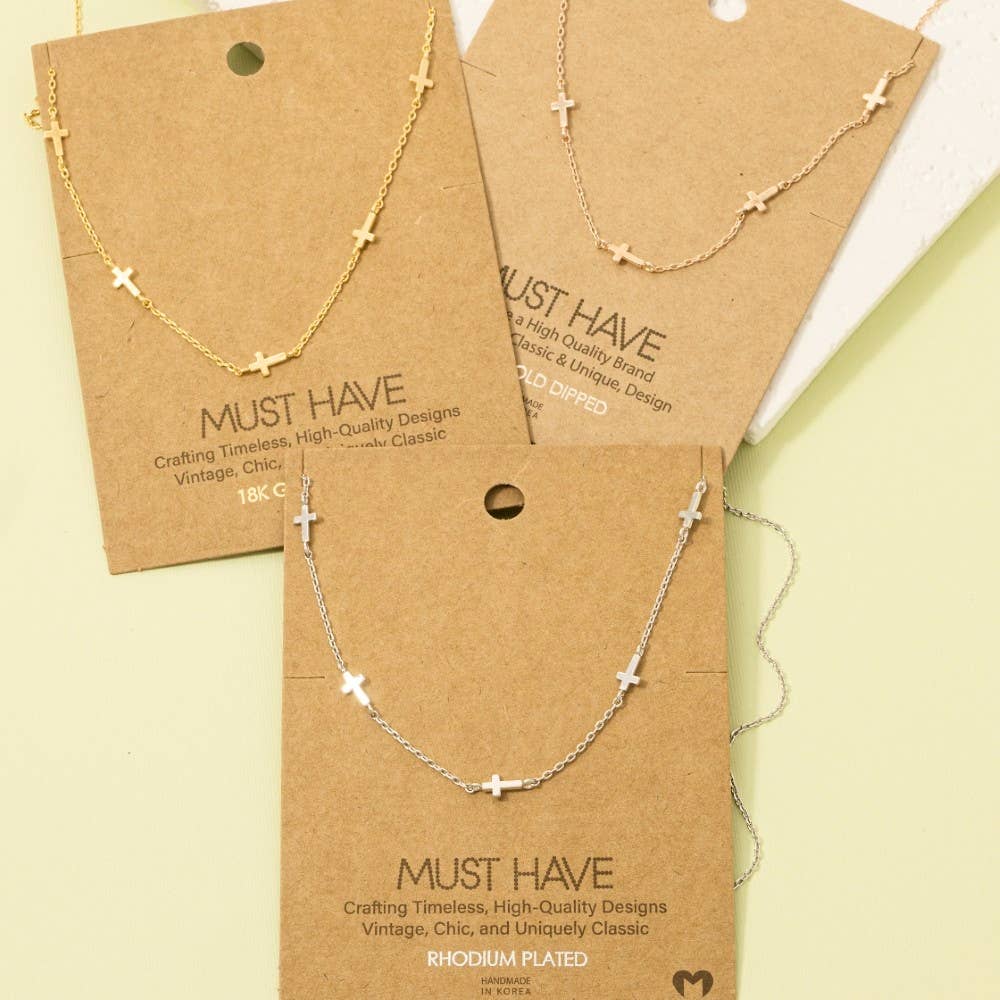 Dainty Cross Station Necklace