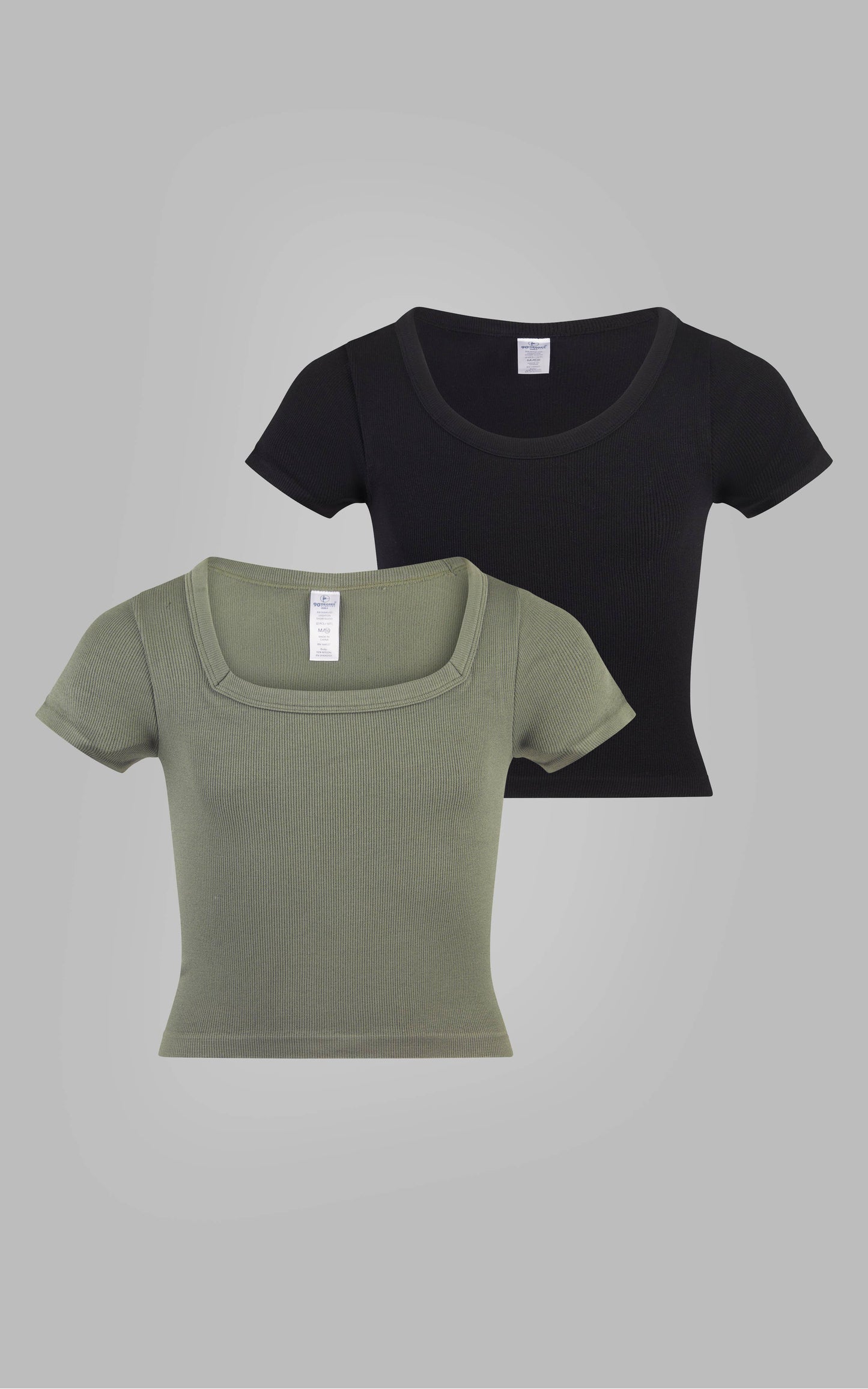 Girls Rib Square Neck Tee-2