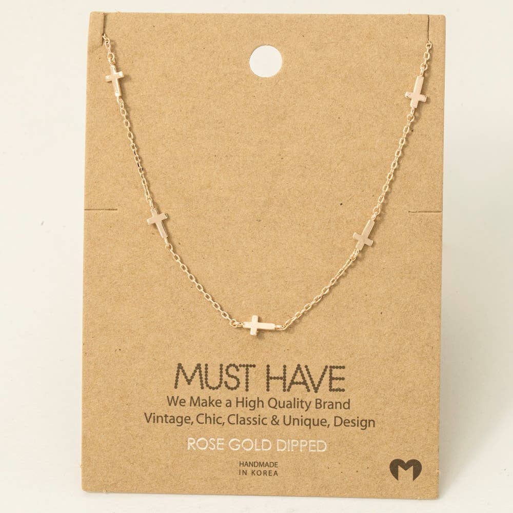 Dainty Cross Station Necklace