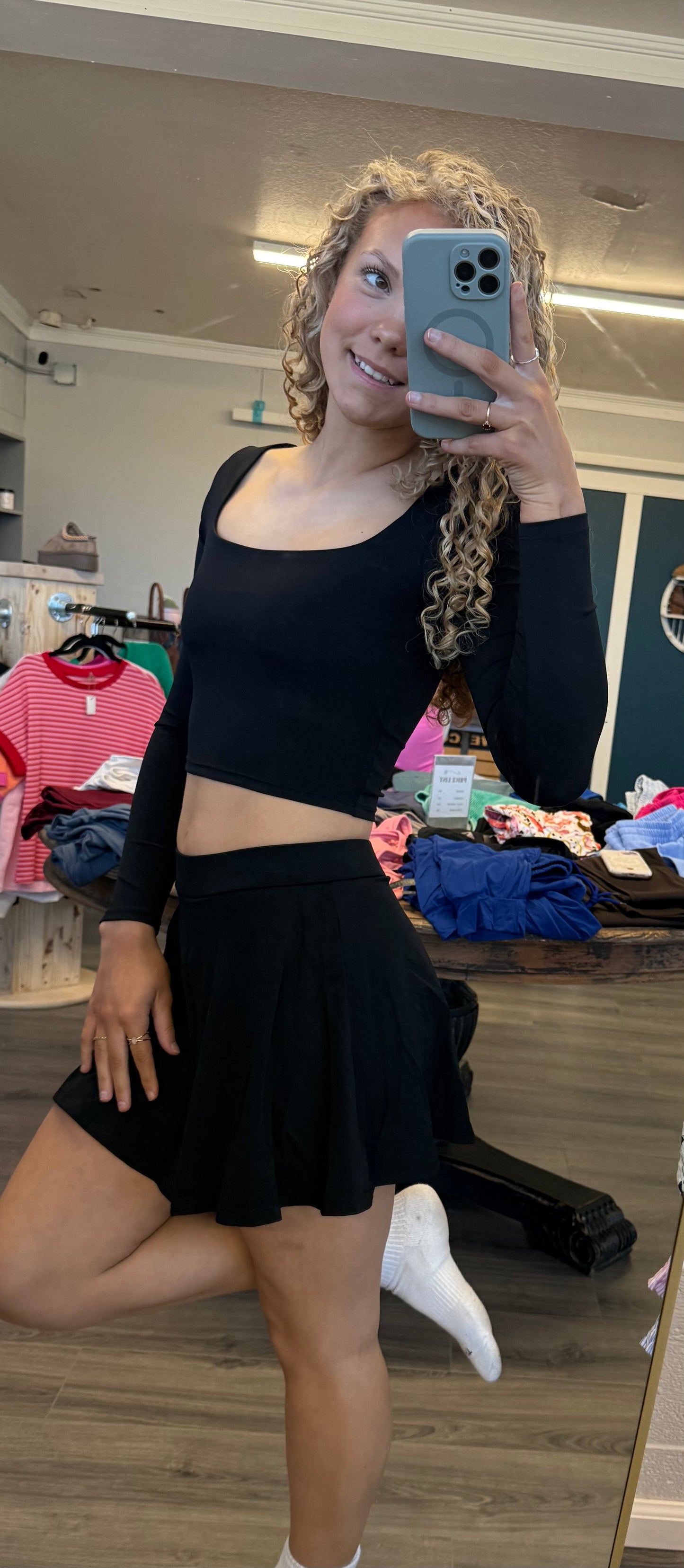 Long Sleeve Square Neck Top