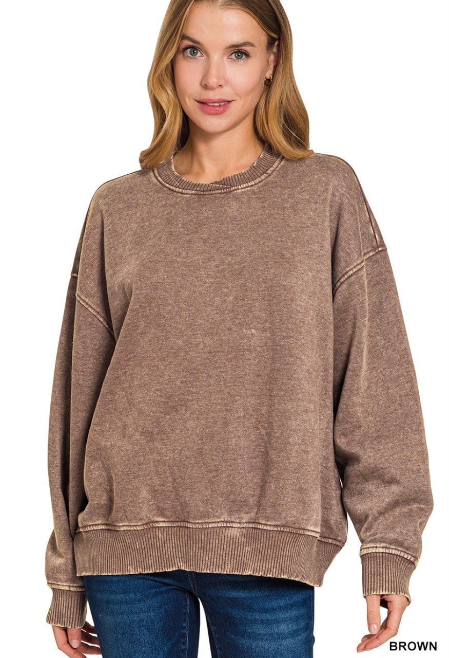 Oversized Acid Wash Pullover