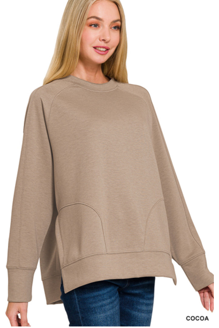 SCUBA ROUND NECK PULLOVER WITH SIDE SLITS