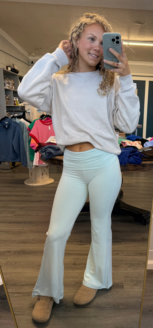 Soft Knit Foldover Flare Pants