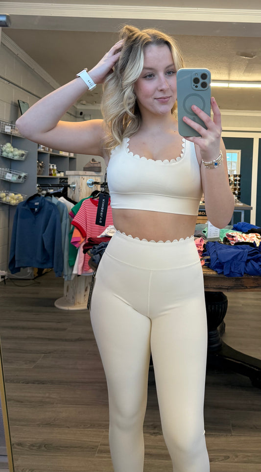 Scallop Edge V-Back Bra Top and Legging Set