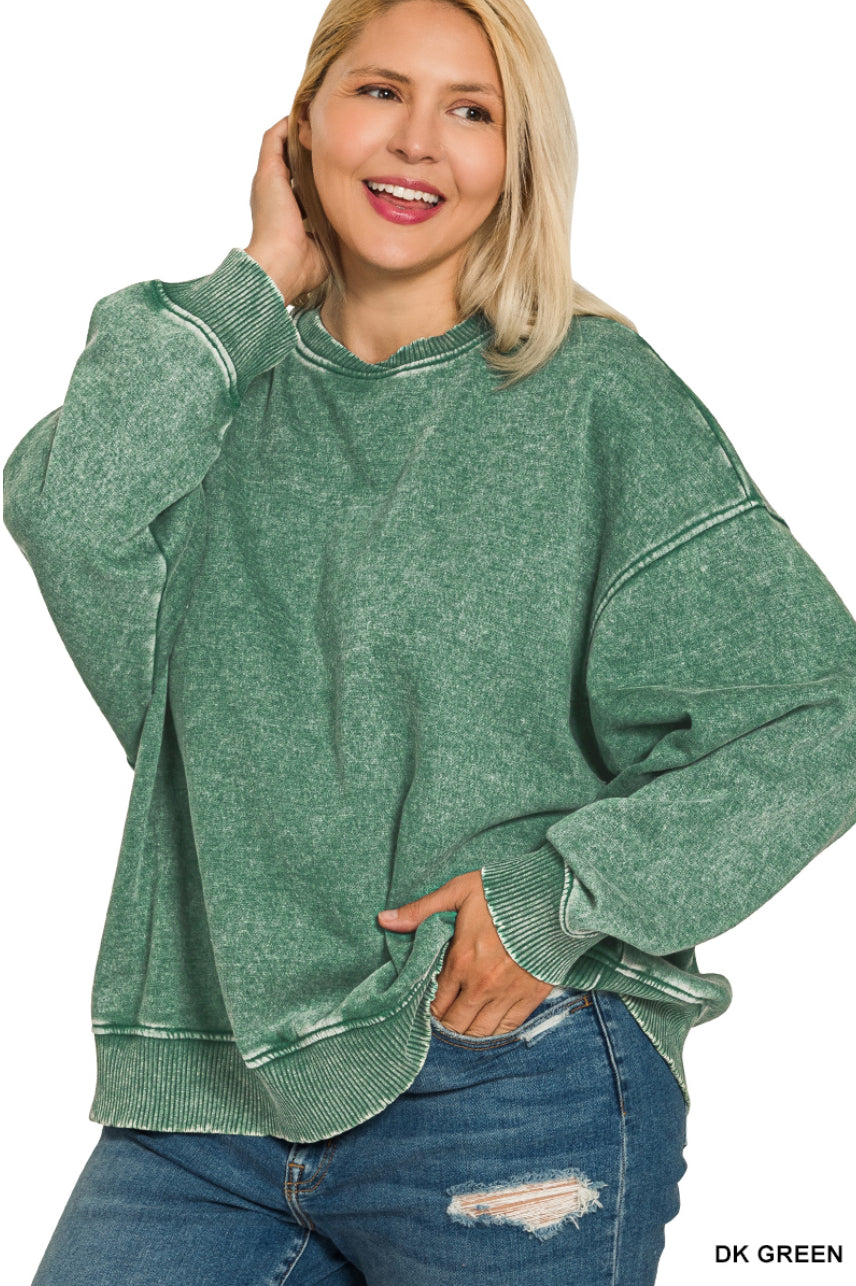 Oversized Acid Wash Pullover