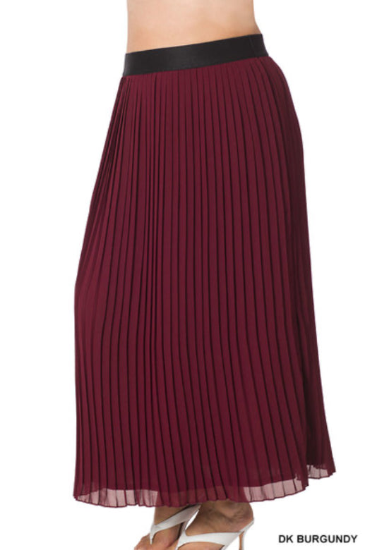WOVEN CHIFFON HIGH WAIST
PLEATED LONG SKIRT