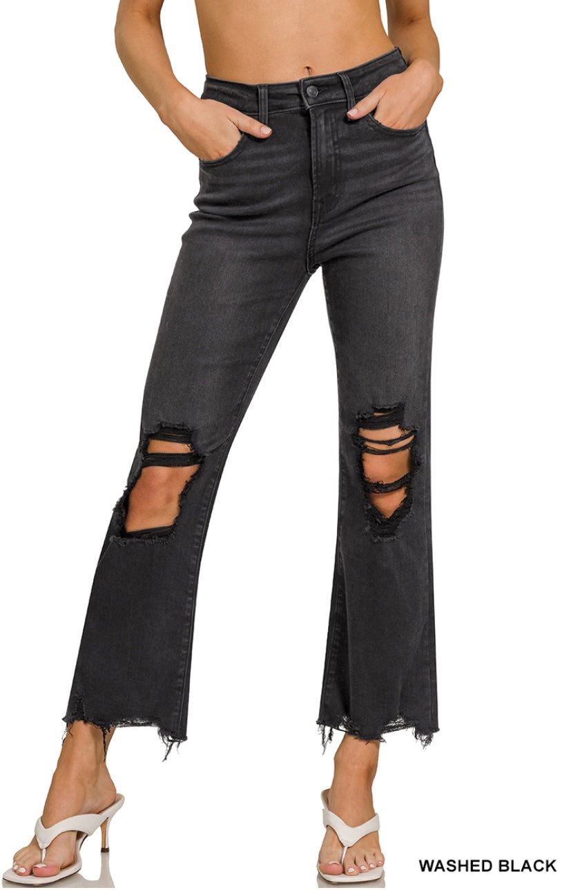 Acid Washed Frayed Jeans (27”)