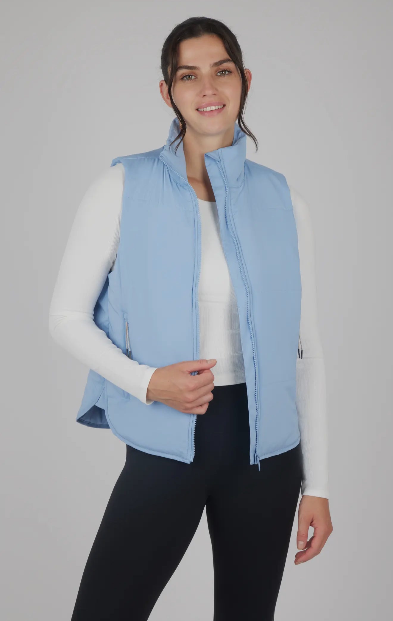 Puffer Vest with Zipper Pockets- Women
