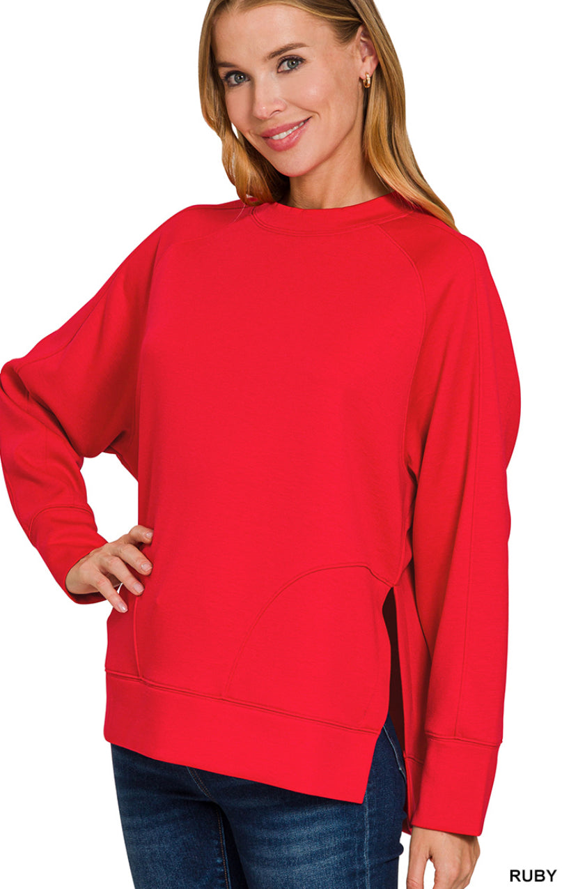 SCUBA ROUND NECK PULLOVER WITH SIDE SLITS