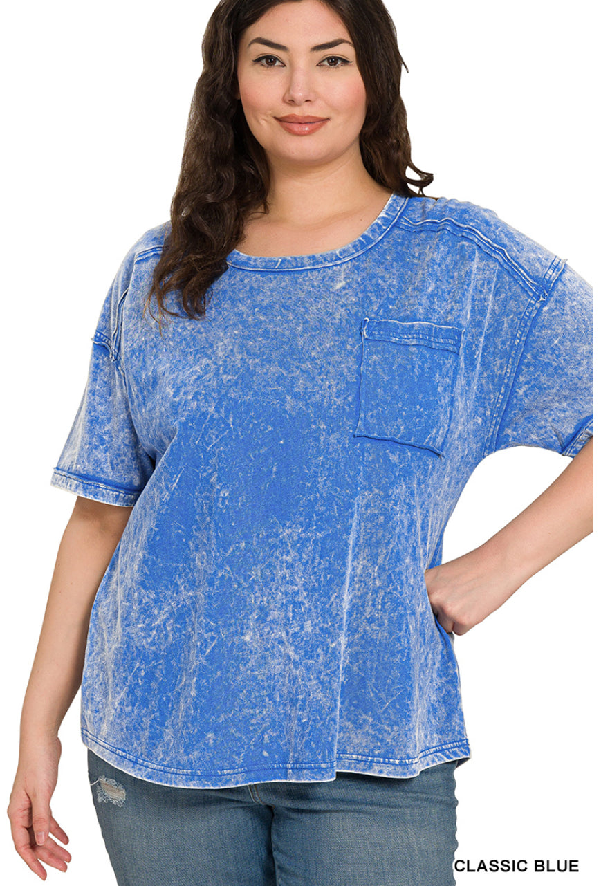 ACID WASHED ROUND NECK SHIRTS
