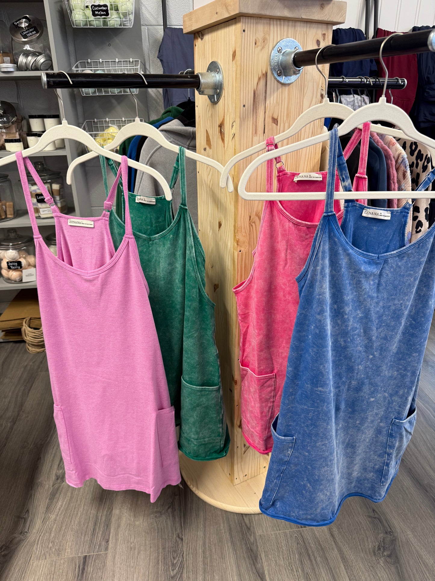 ACID-WASHED MINI DRESS WITH BUILT-IN ROMPER LINER