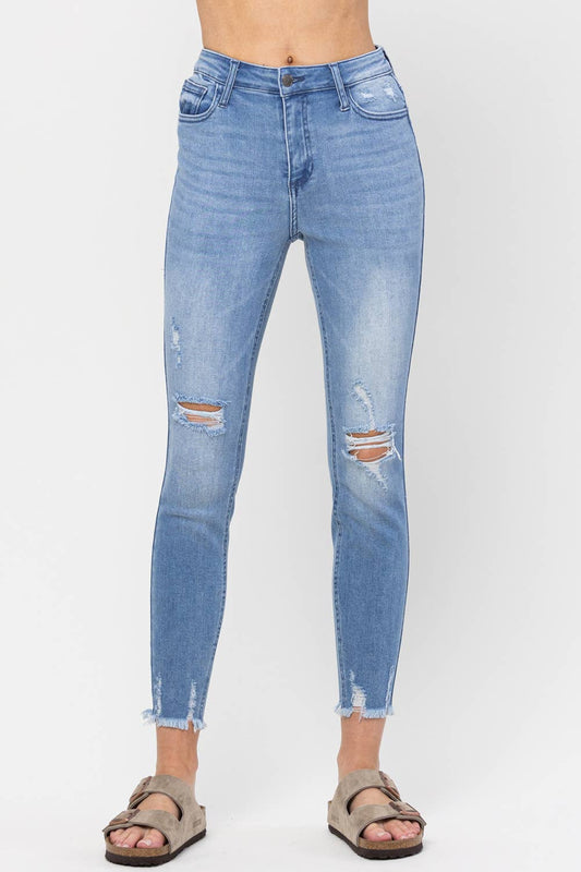 High Rise Distressed Crop Skinny