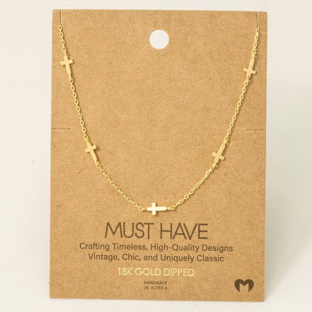Dainty Cross Station Necklace