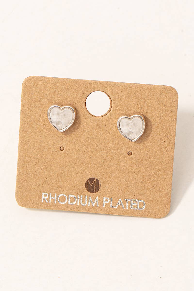 Mini Gemstone Heart Stud Earrings