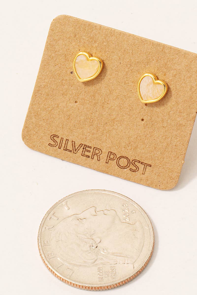 Mini Gemstone Heart Stud Earrings