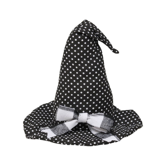 Black Dot Halloween Fabric Witch Hat