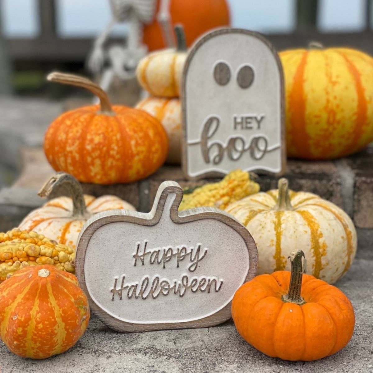 Hey Boo Halloween Carved Ghost