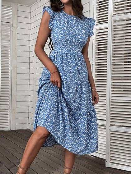 High-Waisted Floral Maxi Dress