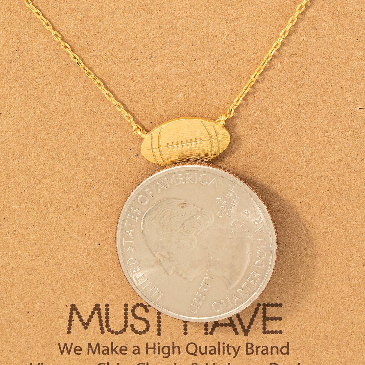 Dainty Football Pendant Necklace