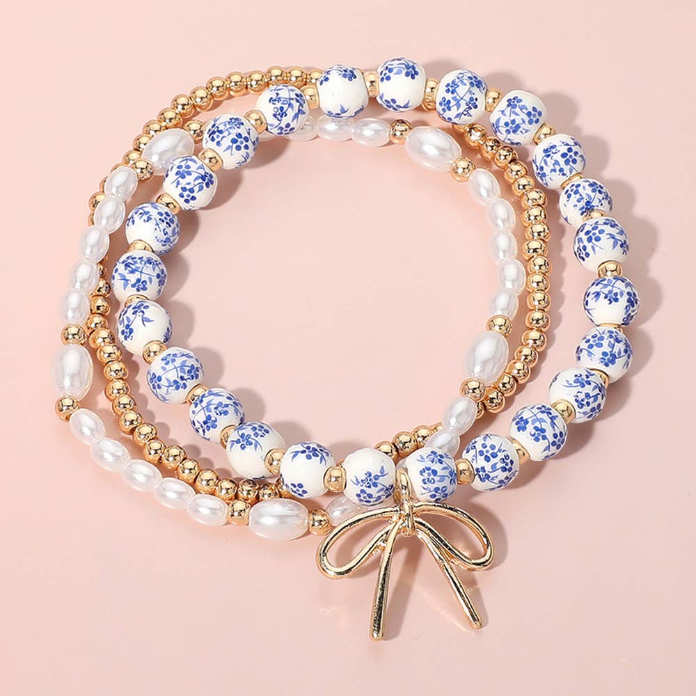 Bow Charm Pearl Bracelets