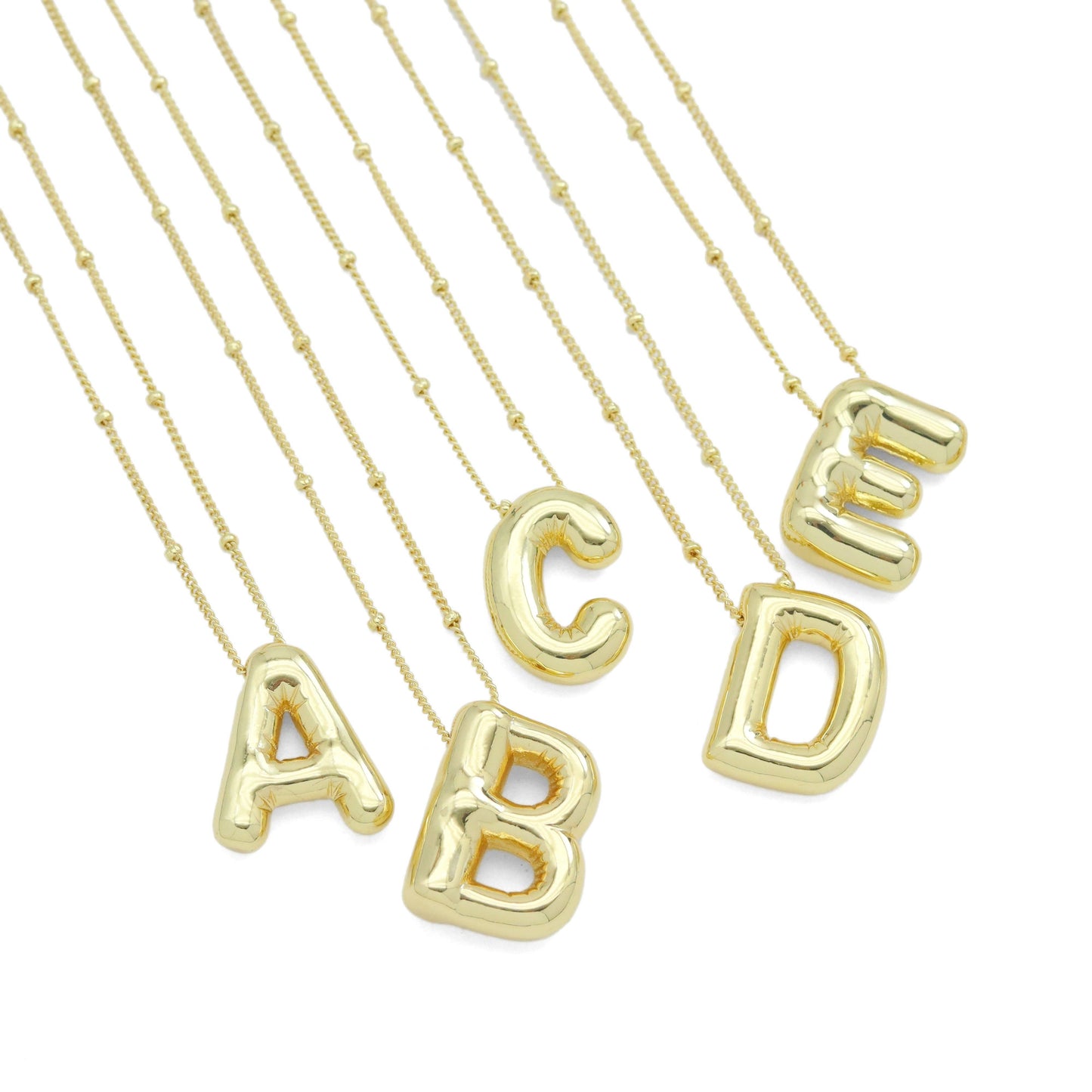 Ballon Bubble Initial Letter Charm Necklace