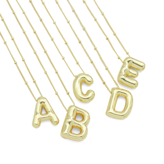 Ballon Bubble Initial Letter Charm Necklace