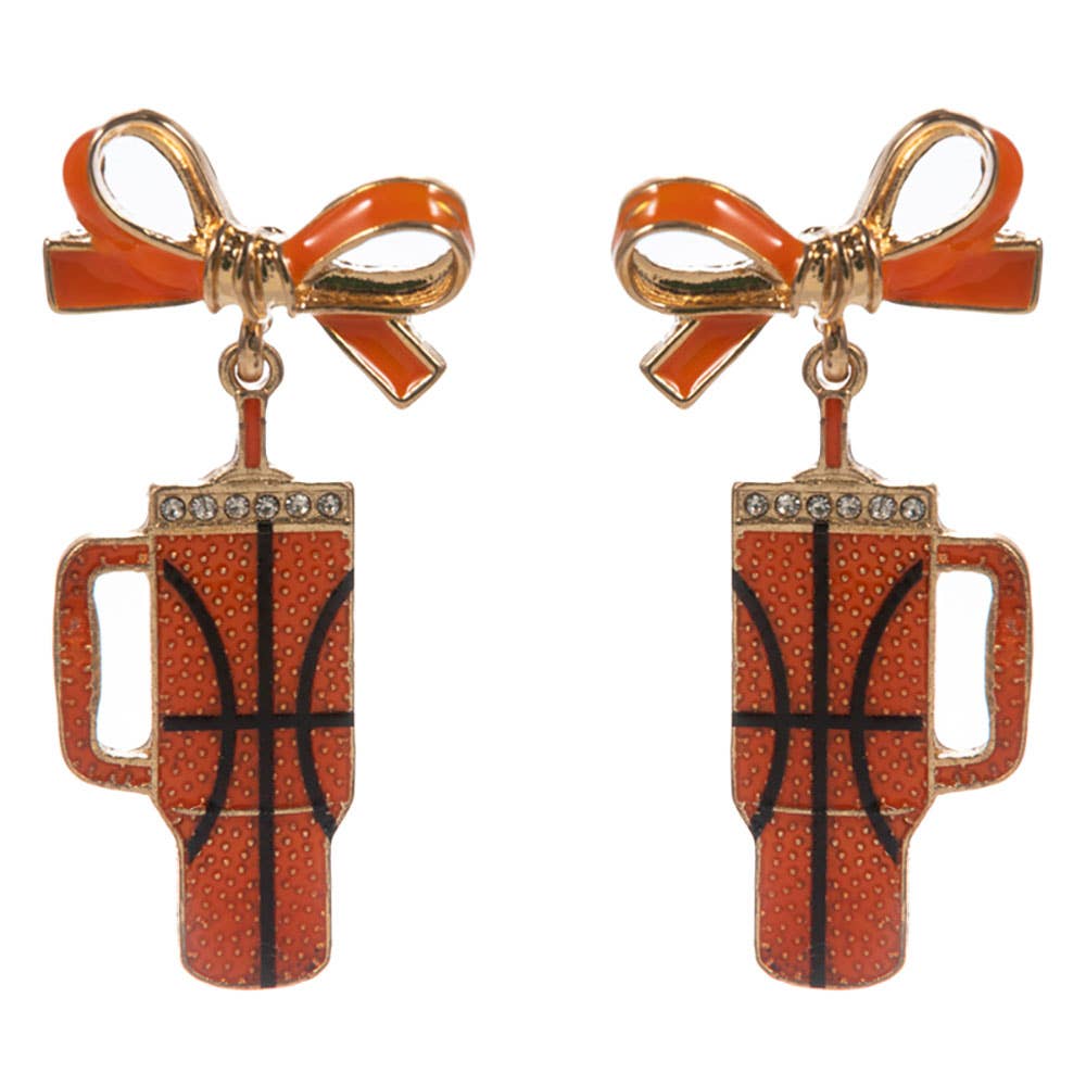 Bow Basketball Tumbler Dangle Earrings