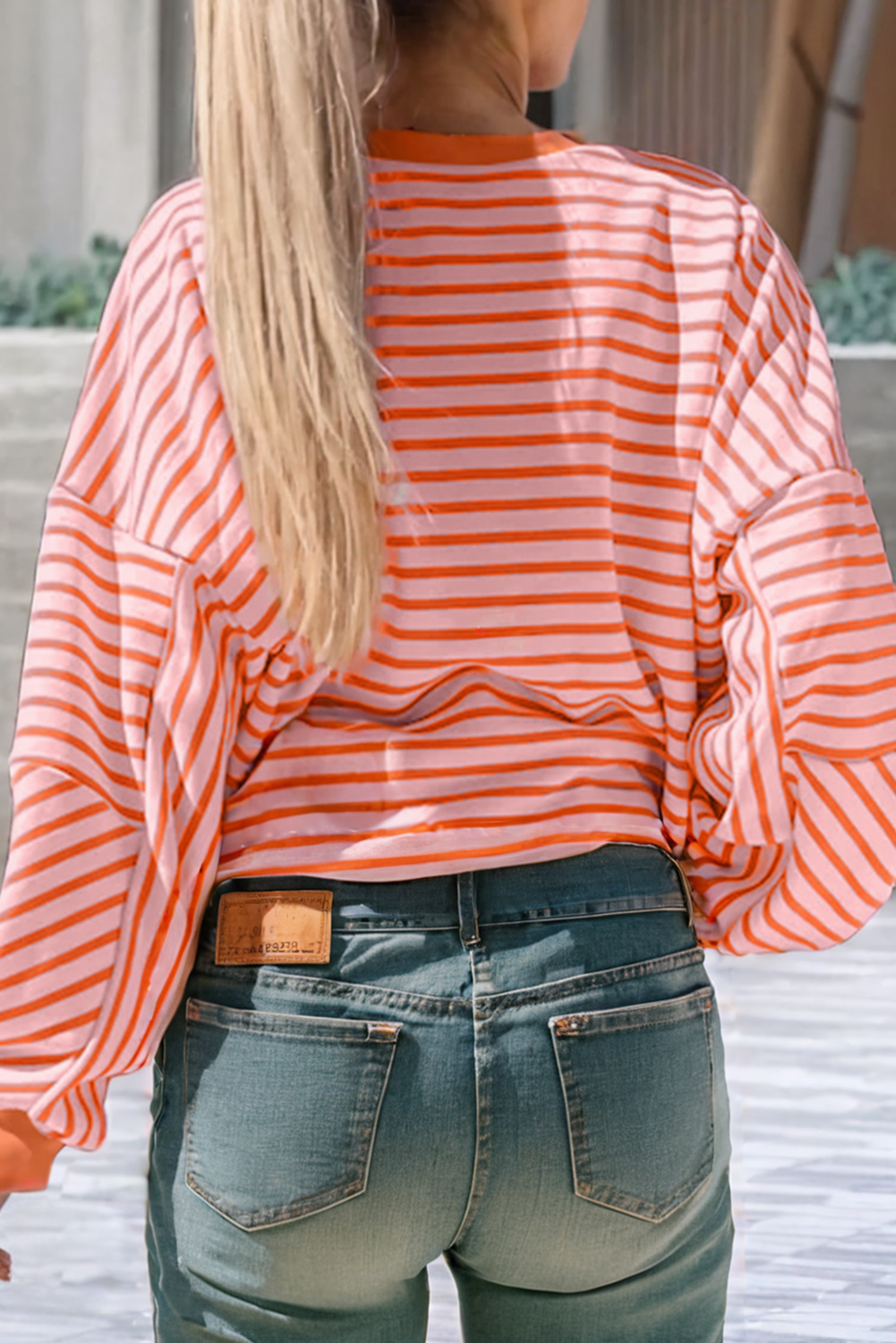 Stripe Drop Shoulder Crew Neck