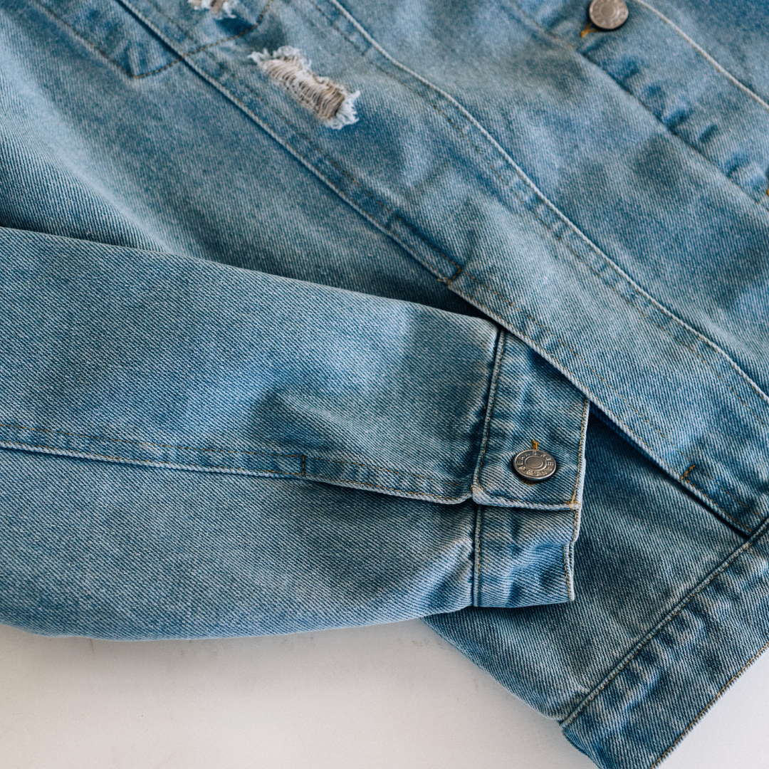 Distressed Denim Jean Jacket - Women