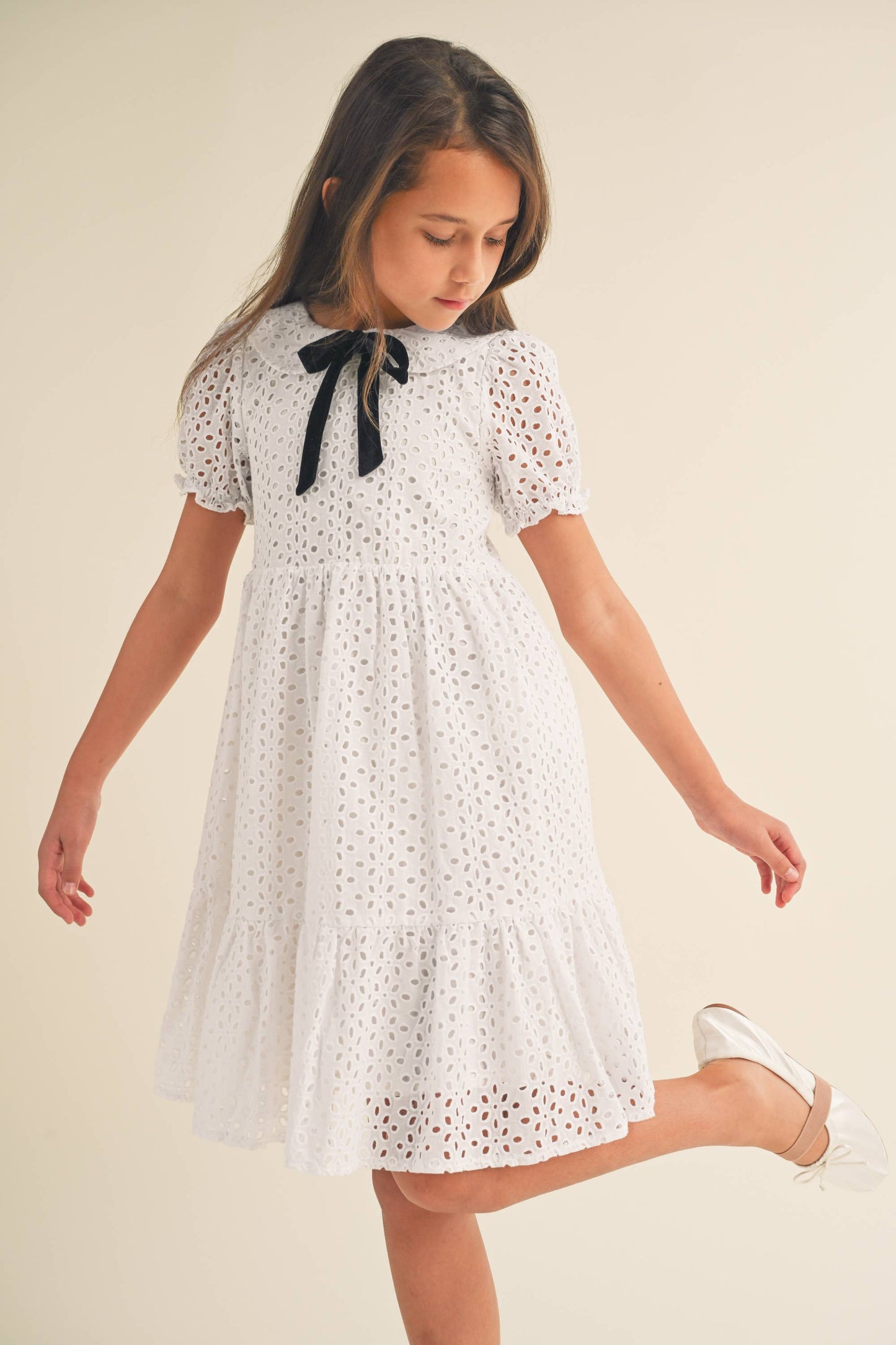 GIRLS DRESS W/ PUFF SLEEVES